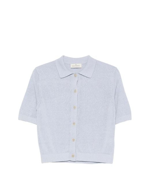 Bruno Manetti White Short-Sleeve Polo-Collar Cardigan