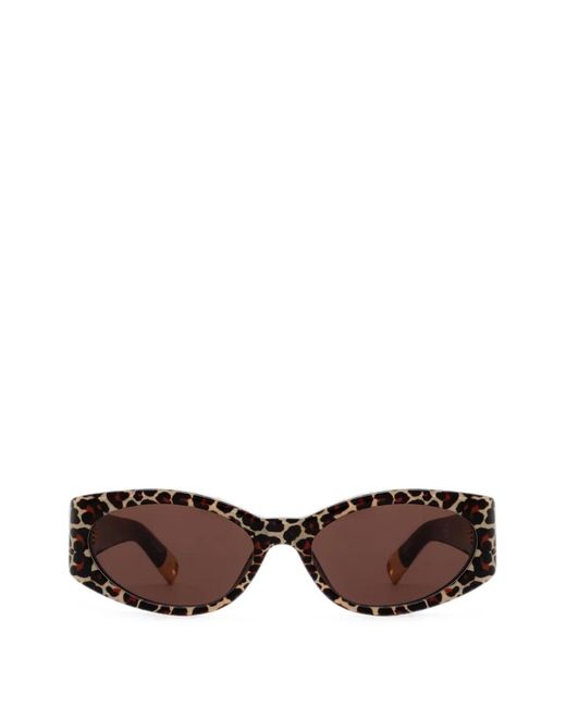Jacquemus Brown Lunettes De Soleil Ovalo À Imprimé Léopard