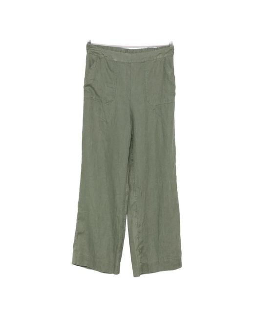 MAISON 123 Green Elasticated-Waist Wide-Leg Trousers