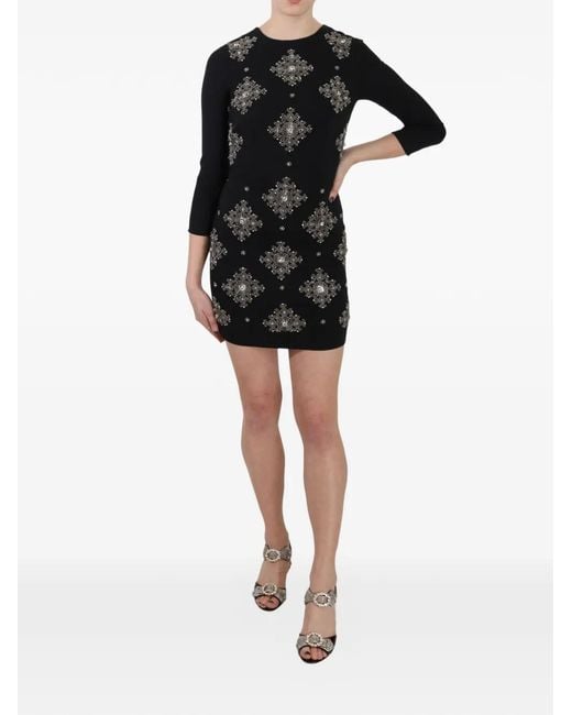John Richmond Black Crystal-Embellished Mini Dress