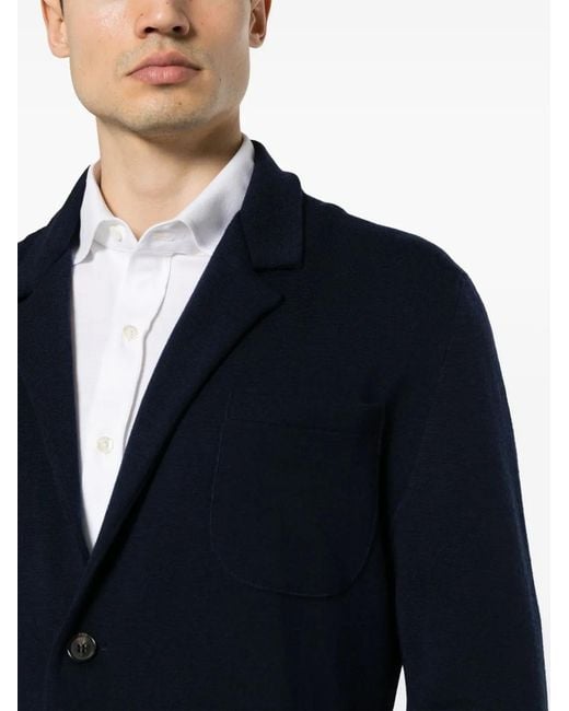 Isaia Blue Fine-Knit Cardigan for men