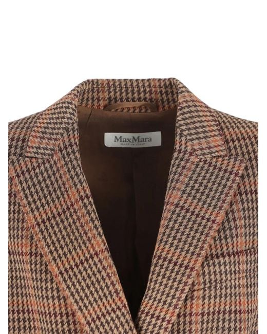 Max Mara Double-breasted Check Blazer Brown