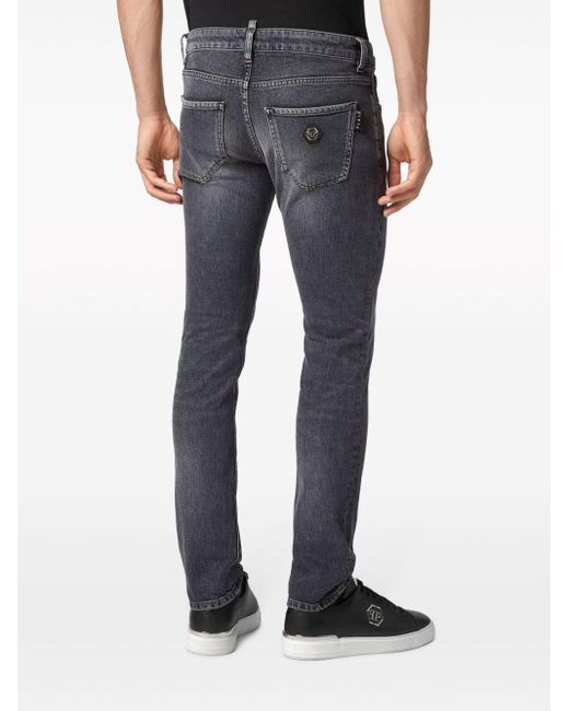 Philipp Plein Mid Waist Slim-fit Jeans in het Blue voor heren