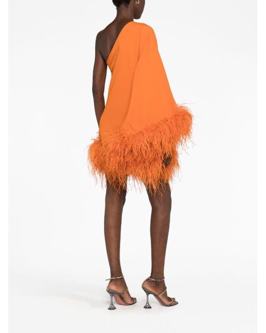 Vestido corto Piccolo Ubud con ribete de plumas ‎Taller Marmo de color Orange