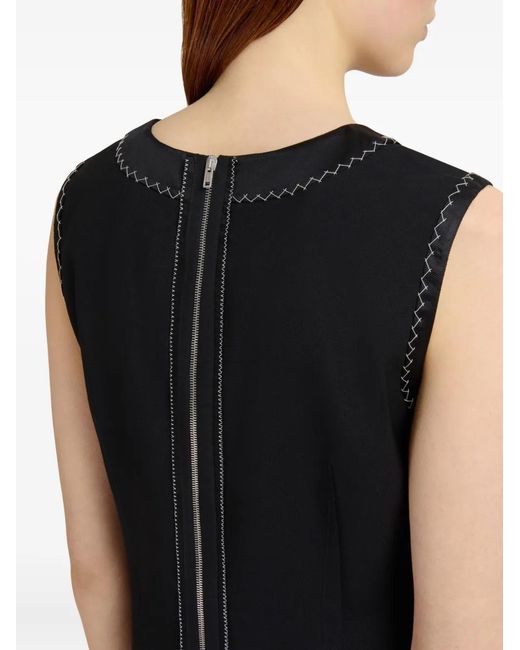 Marni Black Stitched-Detail Sleeveless Midi Dress