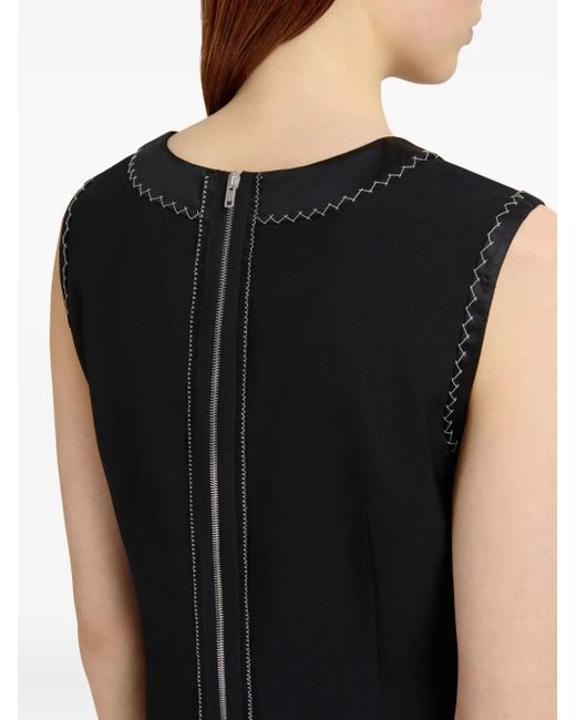 Marni Mouwloze Midi-Jurk Met Gestikt Detail in het Black