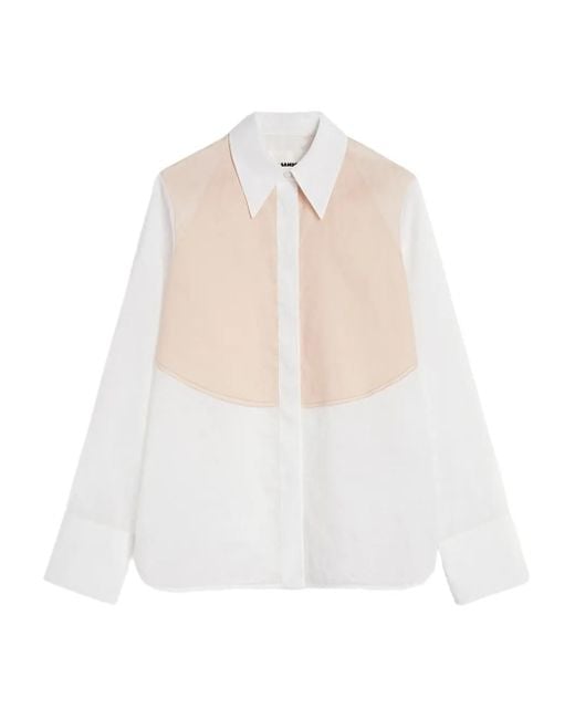 Jil Sander Tweekleurig Blouse in het White