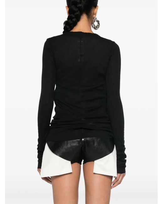 Rick Owens Black Rib Ls T T-Shirt