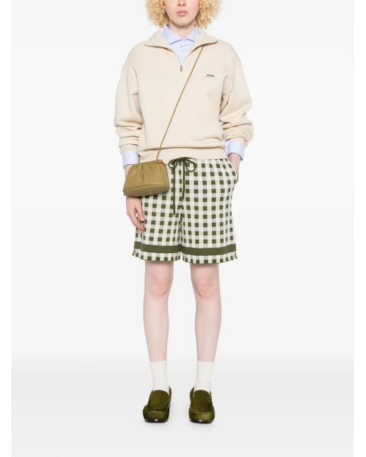 House Of Sunny Green Gingha-Check Drawstring Shorts
