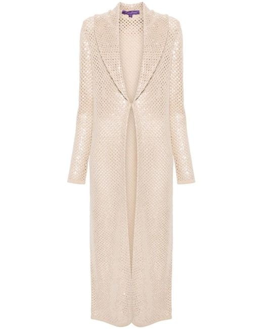 Ralph Lauren Natural Sequinned Cashmere Cardi-Coat