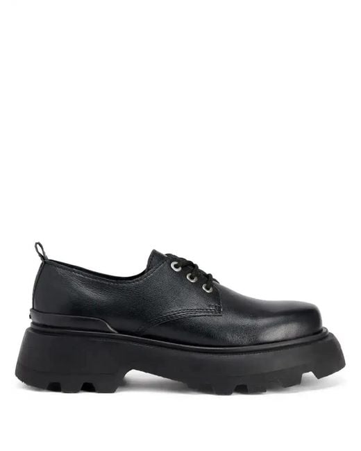 AMI Black Lace-Up Leather Loafers