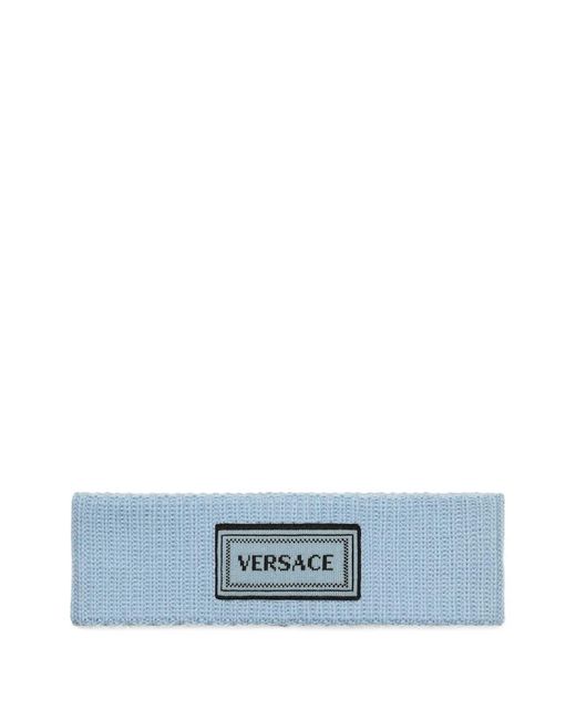 Versace Blue Gerippter Haarreif Mit Logo-Patch