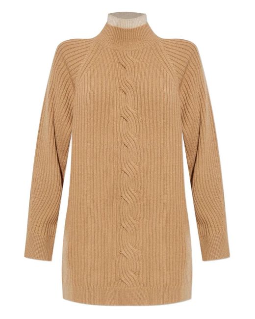 Max Mara Natural Cable-Knit High-Neck Jumper