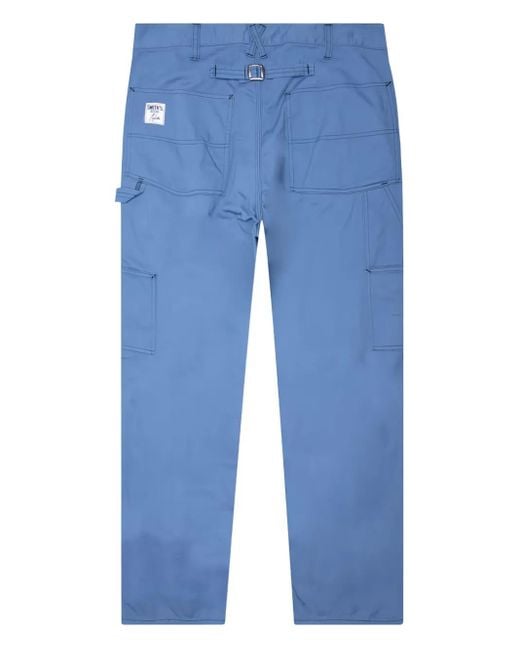 Needles Blue Embroidered-Logo Trousers for men