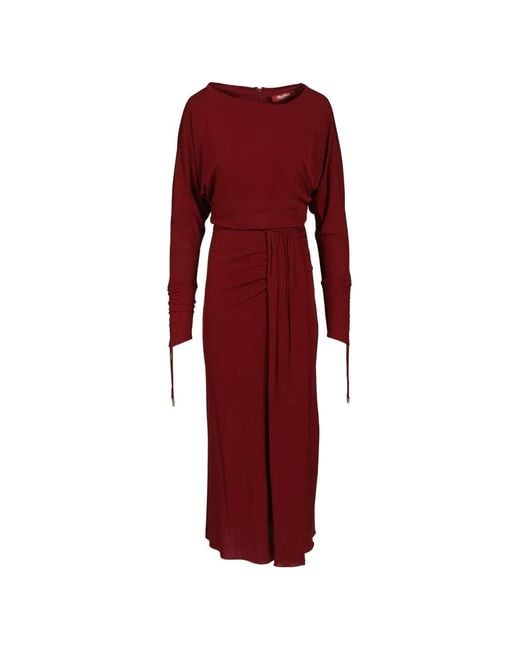 Max Mara Red Long-Sleeve Maxi Dress