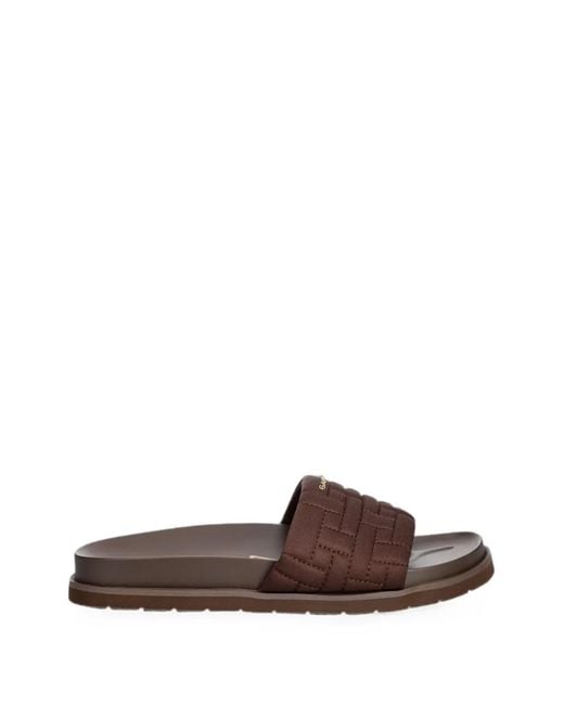 Gant Brown Quilted Logo-Plaque Slides