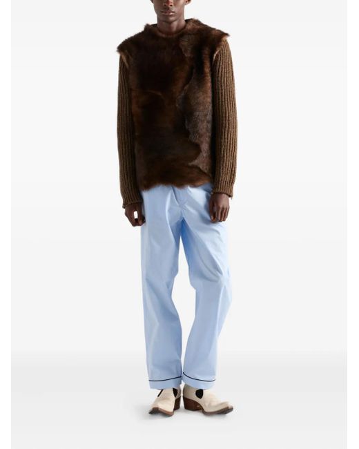 Prada Brown Shearling Wool Sweater for men