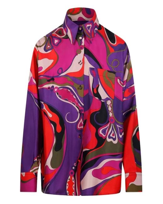 Emilio Pucci Red Gemustertes Hemd