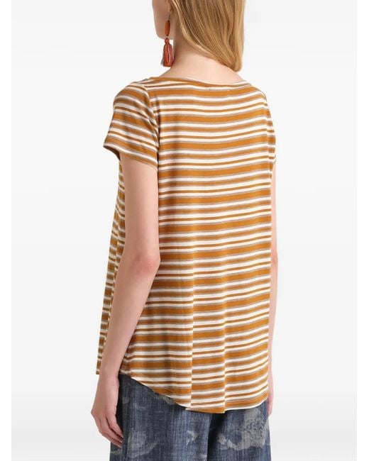 Maliparmi Natural Boat-Neck Striped T-Shirt