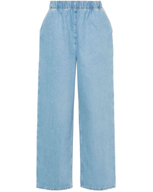Prada Mid Waist Ruimvallende Jeans Met Logo in het Blue