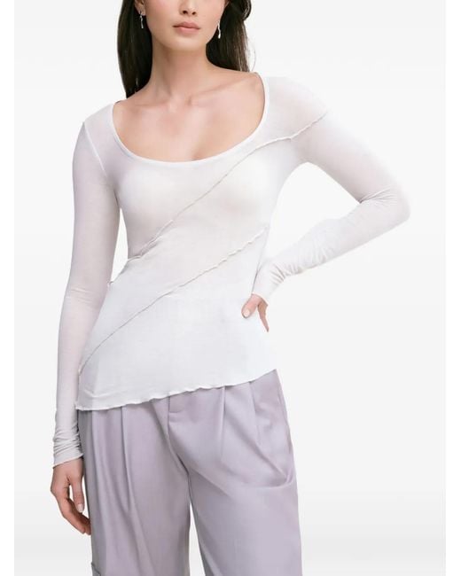 MARCELLA White Melody Ruffled Long-Sleeve Top