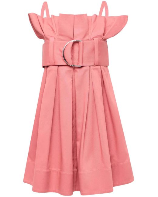 J.W. Anderson Pink Belted Pleated Mini Dress