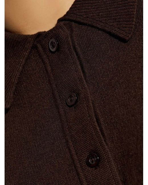 ROTATE BIRGER CHRISTENSEN Brown Logo-Patch Polo Top