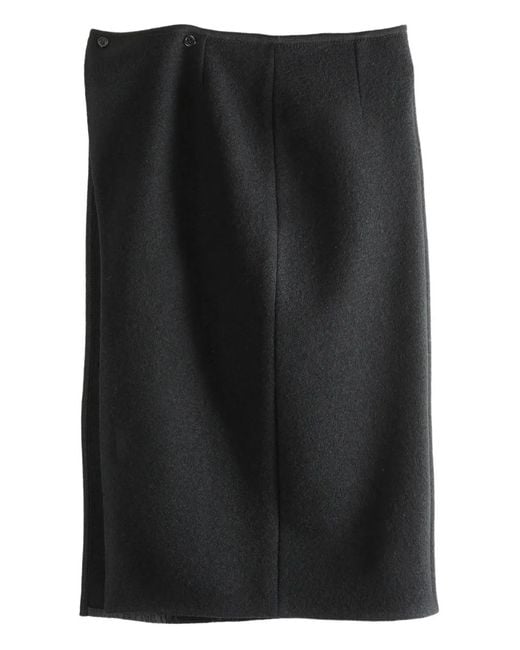 Rier Black Wool Midi Skirt