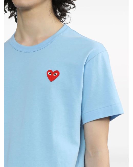 COMME DES GARÇONS PLAY Blue Logo-appliqué Cotton T-shirt