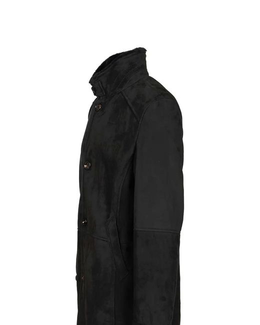 Al Duca D'aosta Black Shearling Button-Up Coat for men
