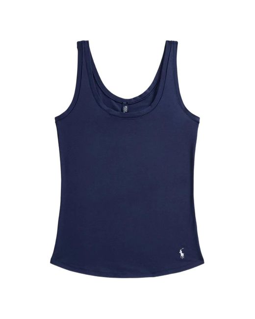 Polo Ralph Lauren Blue Logo-Embroidered Scoop-Neck Tank Top