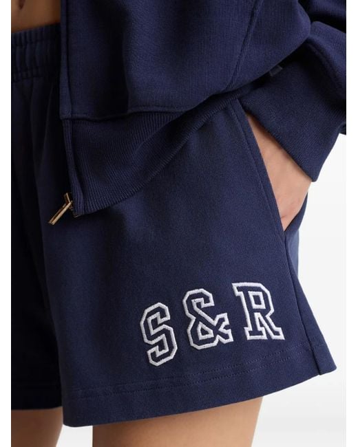 Sporty & Rich エンブロイダリー ショートパンツ Blue