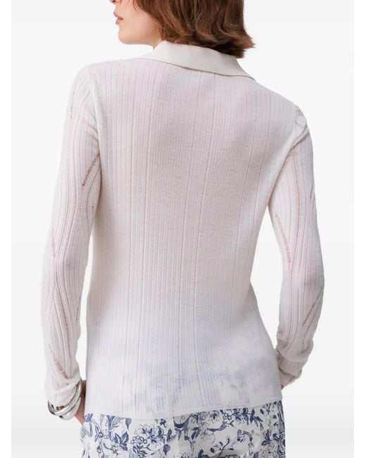 Liu Jo White Wool V-Neck Sweater