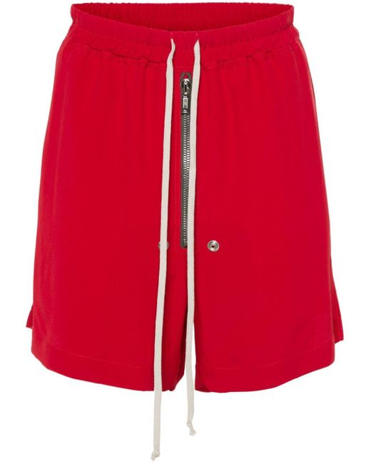 Rick Owens Red Crepe Bermuda Shorts for men