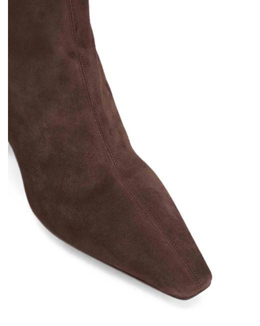 Aquazzura Brown Pointed-Toe Suede Ankle Boots