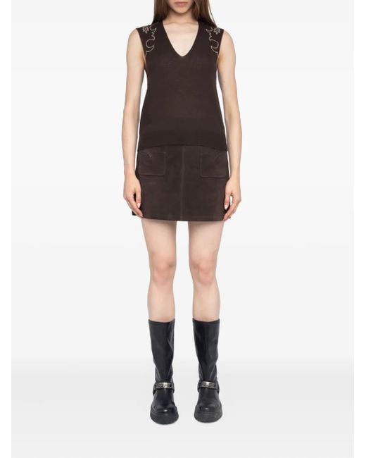 Zadig & Voltaire Black Embellished Sleeveless Top