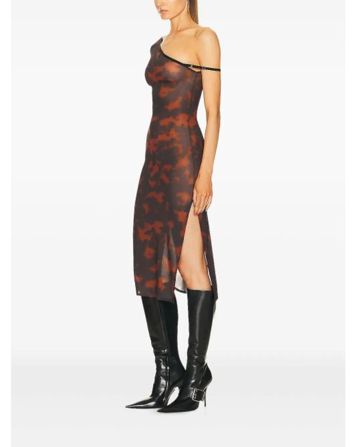 Courreges Brown Abstract-Pattern Print Midi Dress