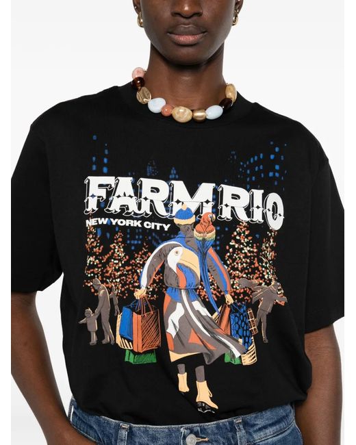 Farm Rio Black T-Shirt À Imprimé Graphique