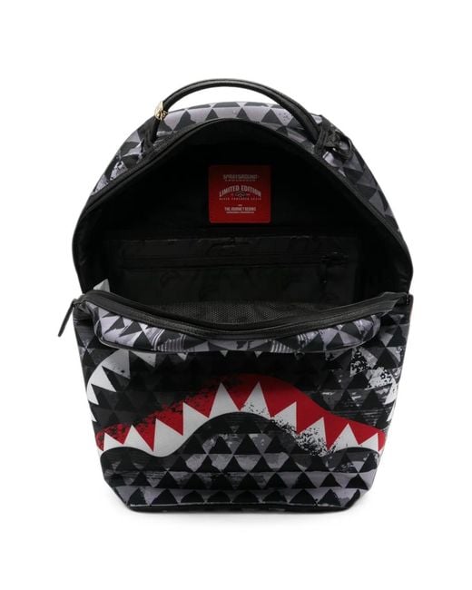 Sprayground Black Shark Mouth Geometric-Print Backpack for men