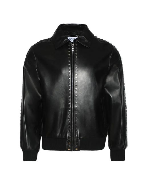 Loewe Leren Bomberjack Met Studs in het Black voor heren