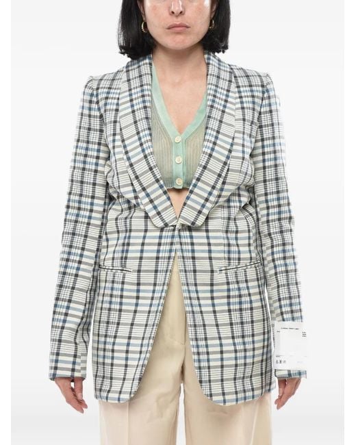 Off-White c/o Virgil Abloh Gray Check-Pattern Blazer