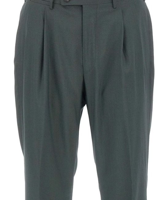 Corneliani Gray Pleated Trousers for men