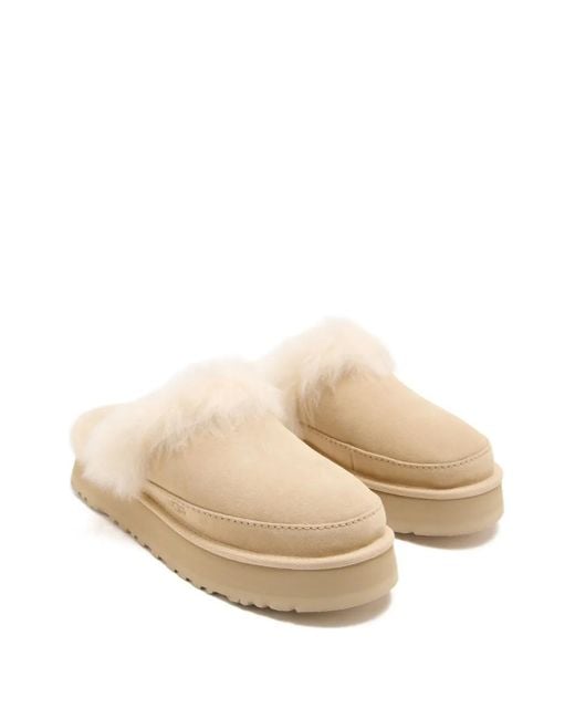 Ugg Natural Mini Suede Leather Sandals With Sheepskin Comfort