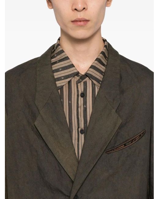 Ziggy Chen Green Distressed Dyed Blazer for men