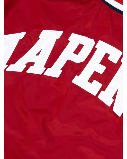 Aape By A Bathing Ape Red Moonface Patch Baseball Jacket for men
