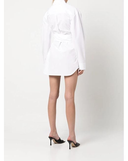 Alexander Wang White Ruched Hourglass Shirtdress