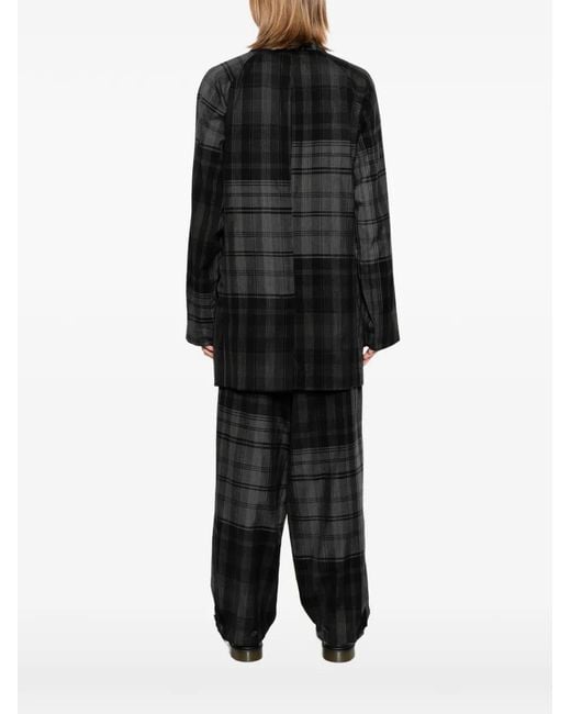 Yohji Yamamoto Black Patchwork Check-Pattern Blazer for men