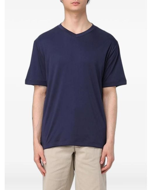 Eleventy Blue V-Neck T-Shirt for men