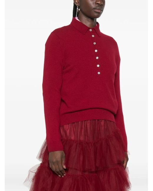 Be You Red Button-Down Polo Sweater