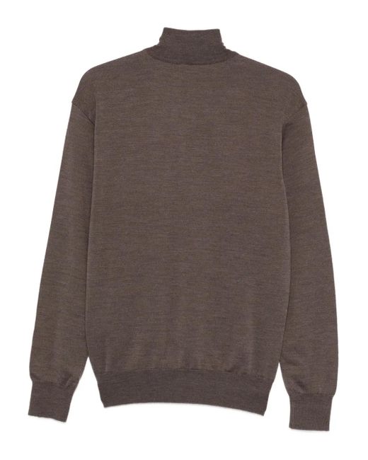 Paul & Shark Brown High-Neck Half-Zip Sweater for men
